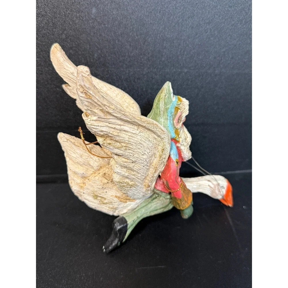 Vintage Enchanted Forest Collection Santas‎ Elf Riding Goose Denise Calla Bells